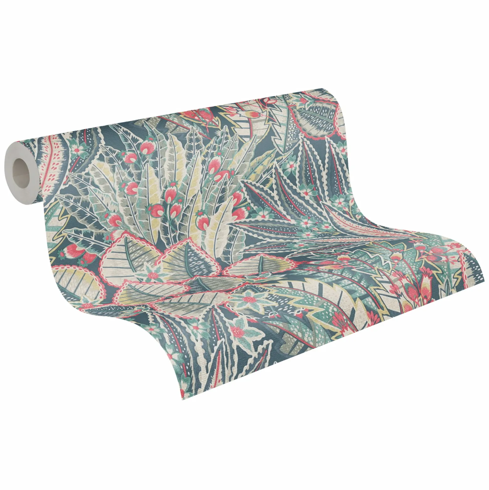 Vliestapete Tropisch Floral Blau Grün Rot 39653-2