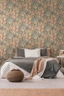 Vliestapete Tropisch Floral Schwarz Beige Rot 39653-1
