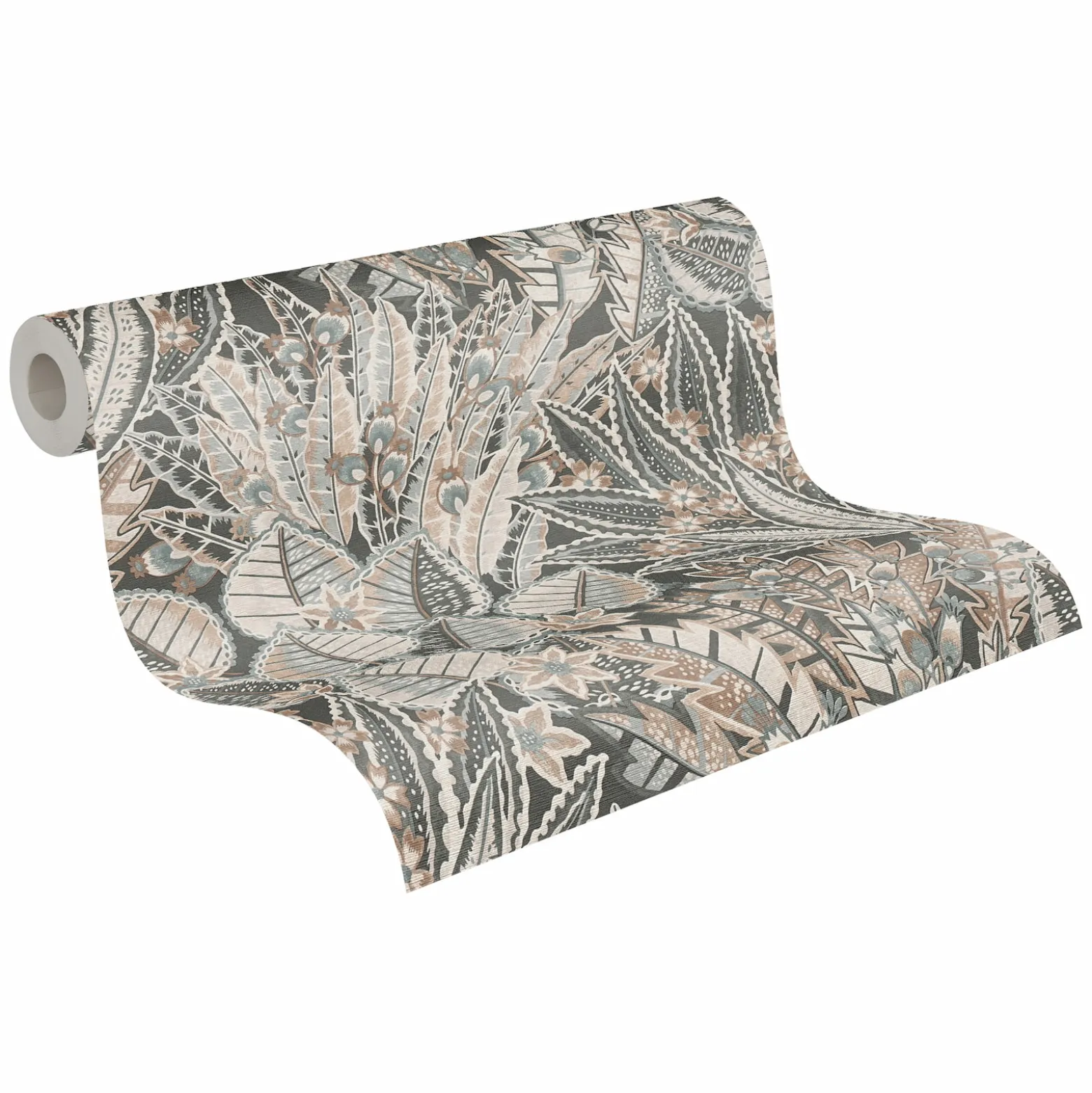 Vliestapete Tropisch Floral Schwarz Grau Braun 39653-3