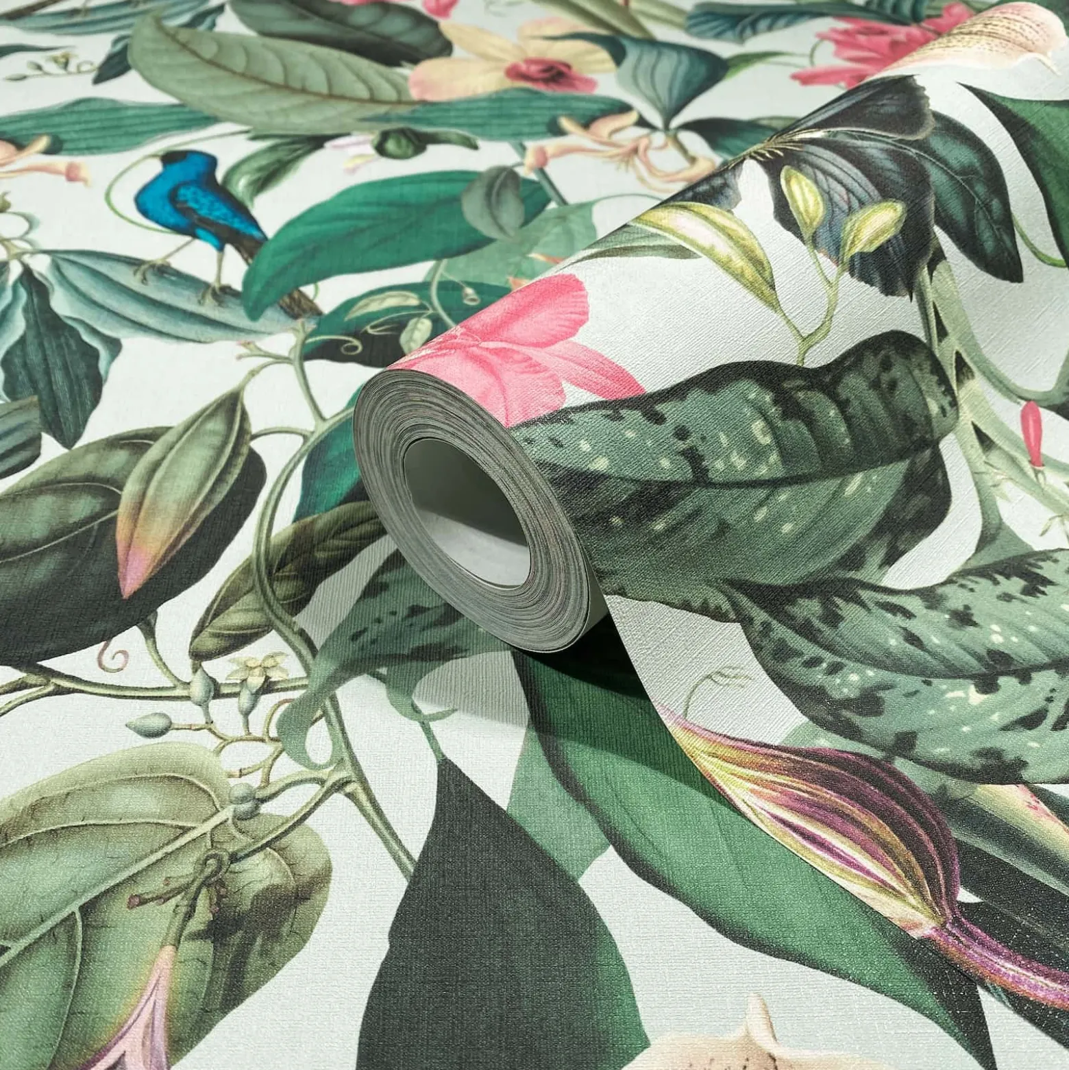 Vliestapete Tropisch Floral Dschungel Grün Rosa 81684