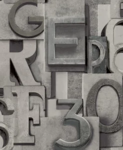 Vliestapete Typografie Grau Silber WL2302