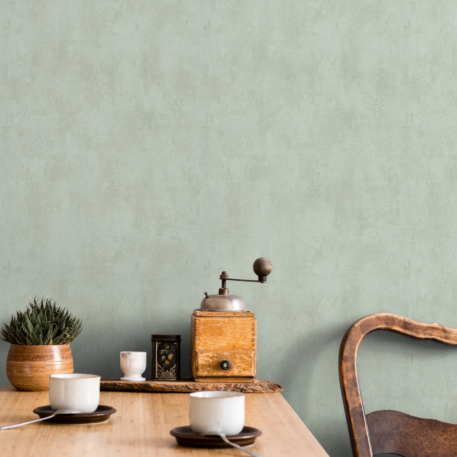 Vliestapete Uni Betonoptik Modern Grün Creme 82468