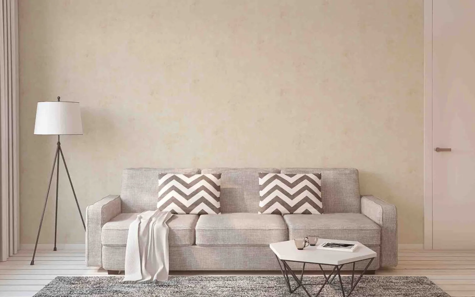 Vliestapete Uni creme 37654-6