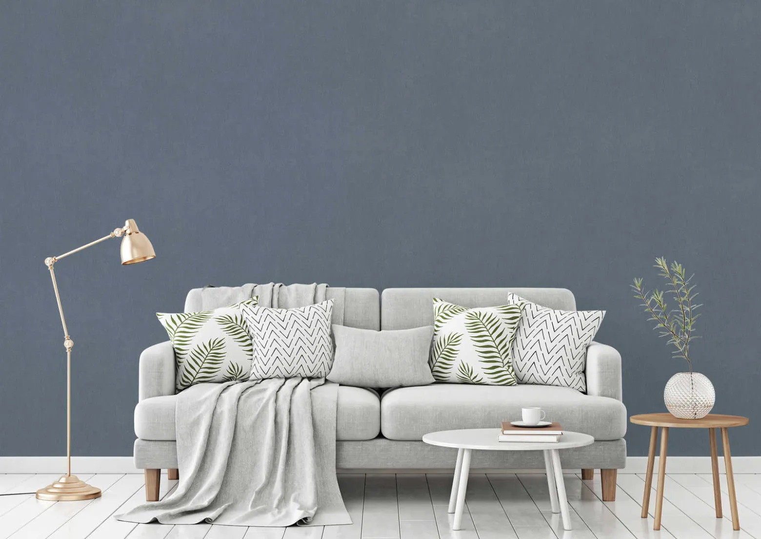 Vliestapete Uni-Design Einfarbig blau-grau 38369-3
