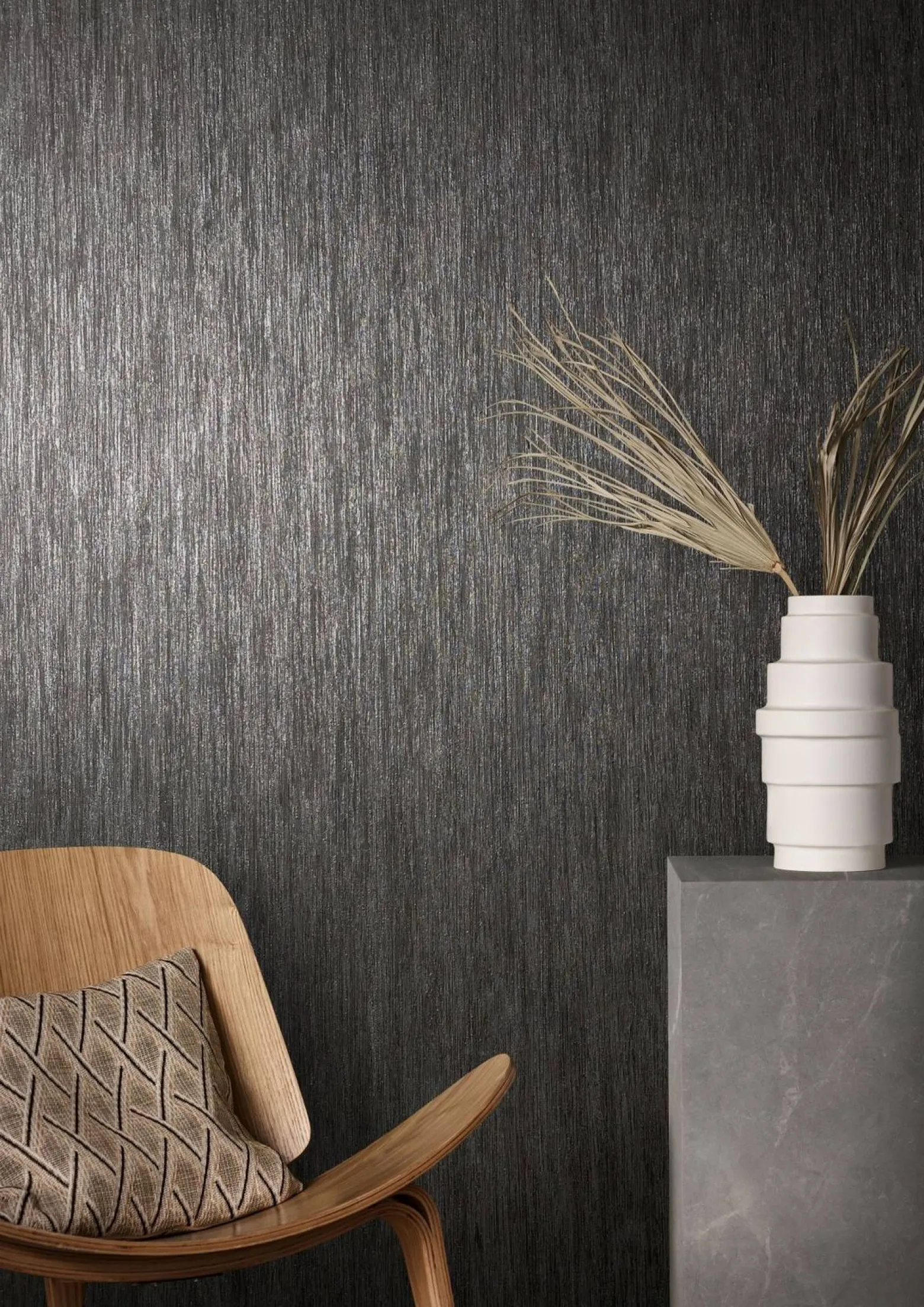 Vliestapete Uni Meliert Anthrazit Metallic 85762