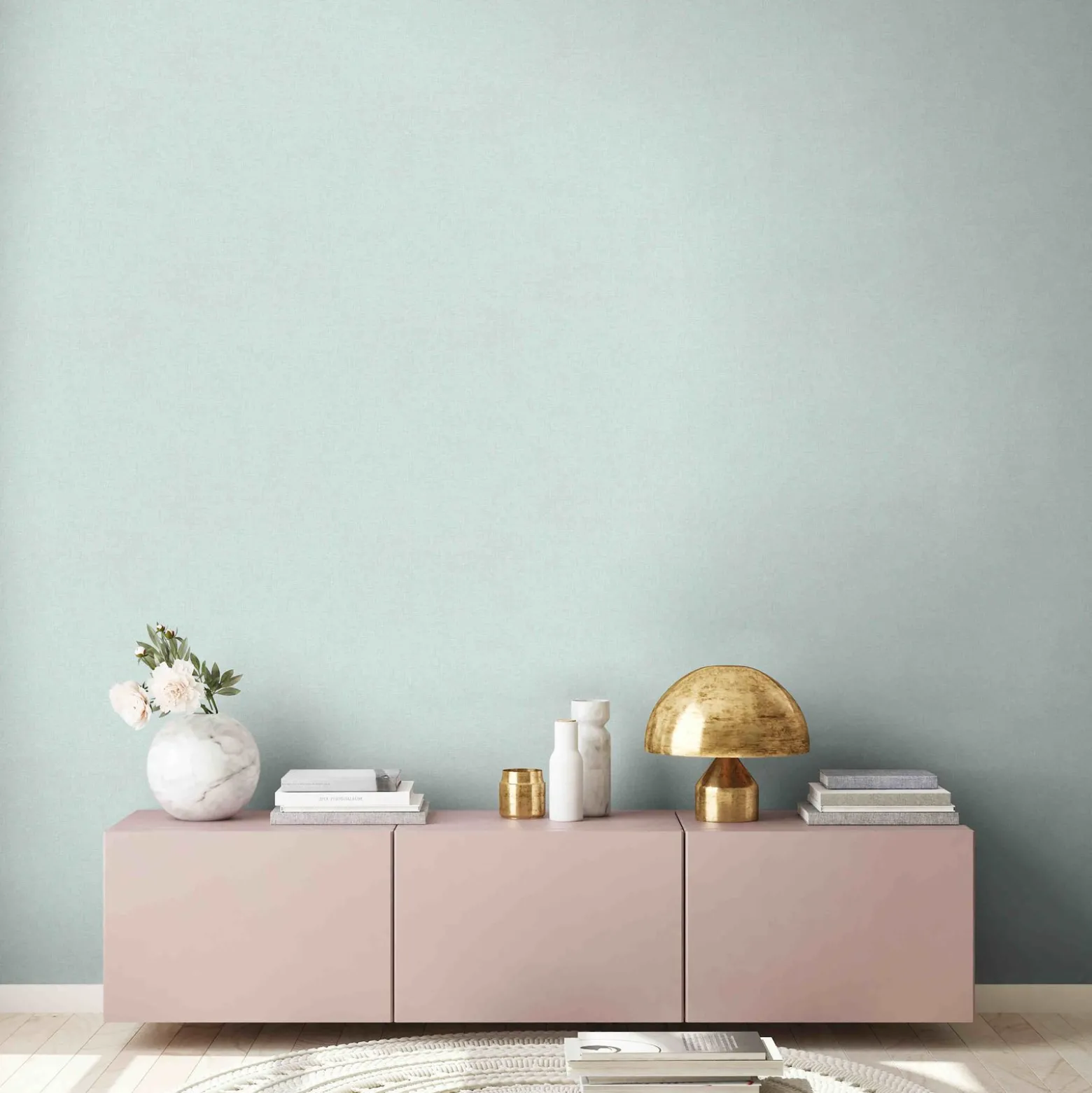 Vliestapete Uni meliert blau grün beige 37430-2