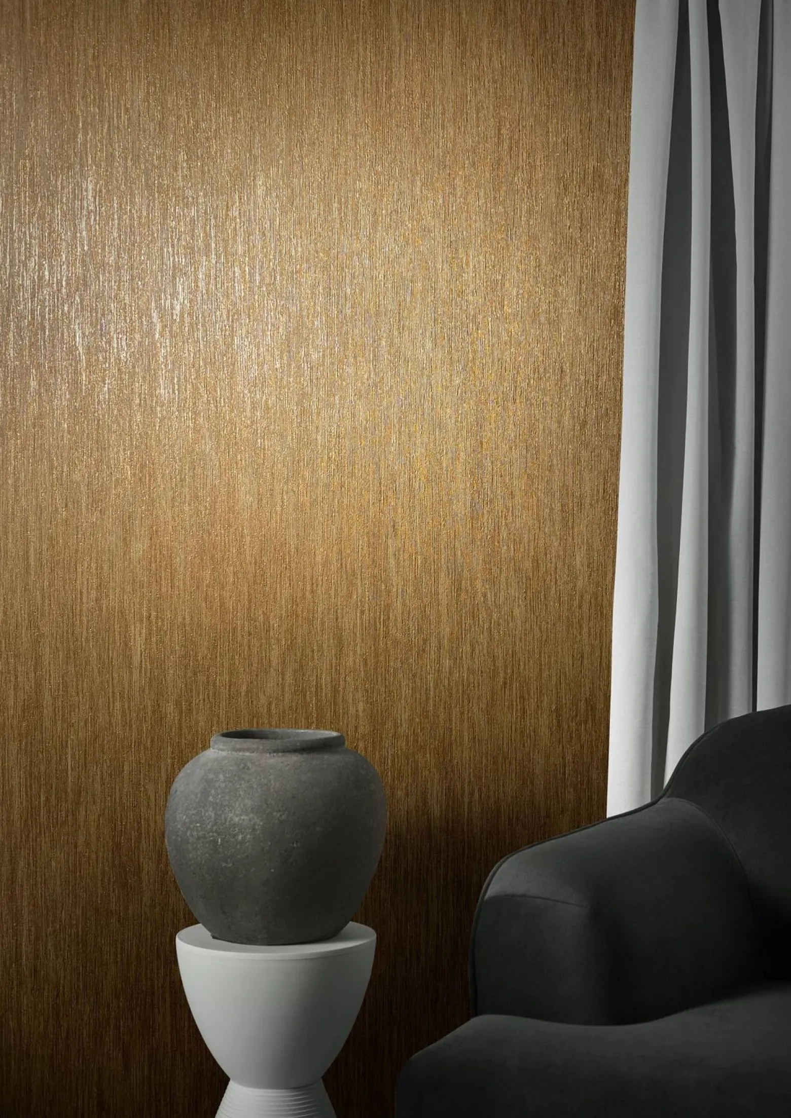 Vliestapete Uni meliert braun kupfer metallic 85754
