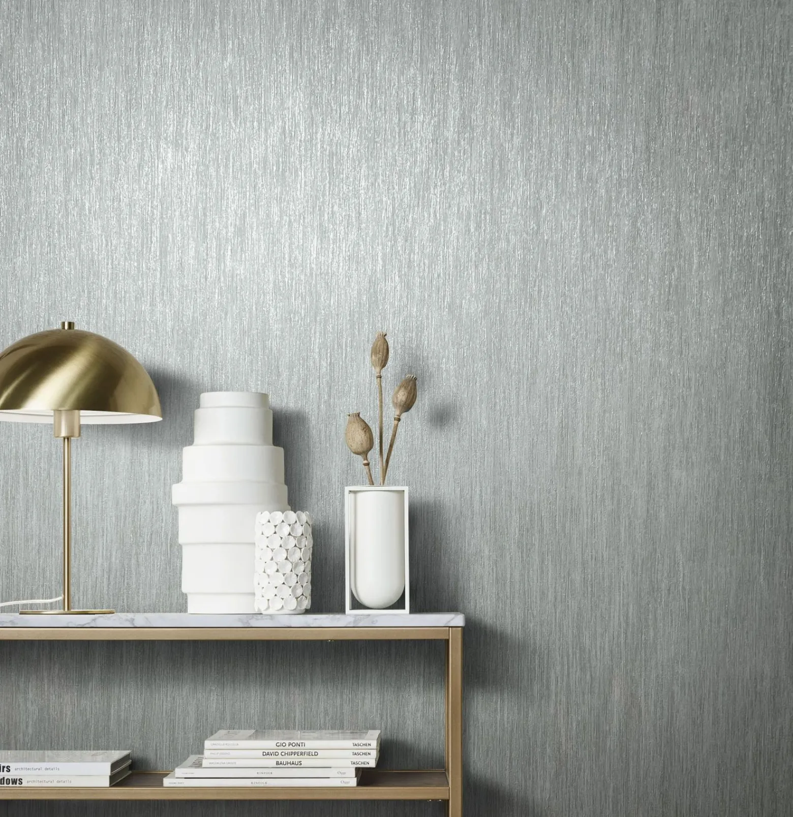 Vliestapete Uni Meliert Grau Metallic 85760