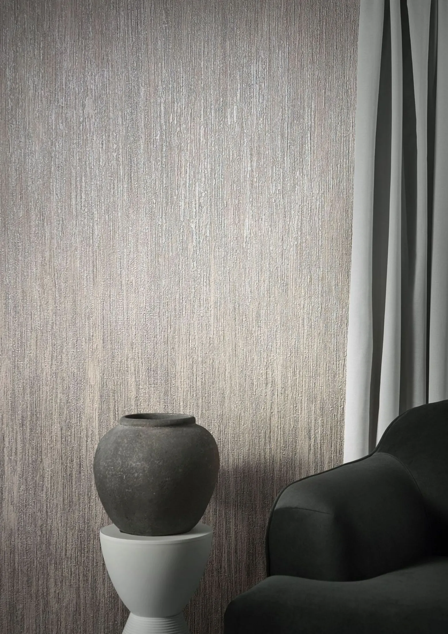 Vliestapete Uni Meliert Greige Metallic 85756