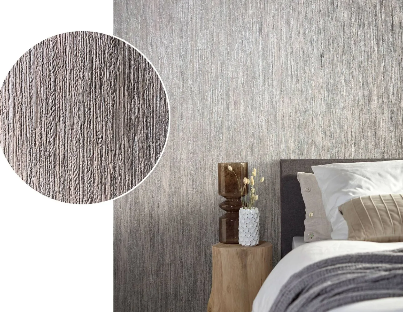 Vliestapete Uni Meliert Greige Metallic 85756
