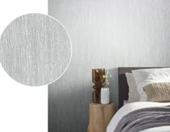 Vliestapete Uni Meliert hellgrau silber Metallic 85757