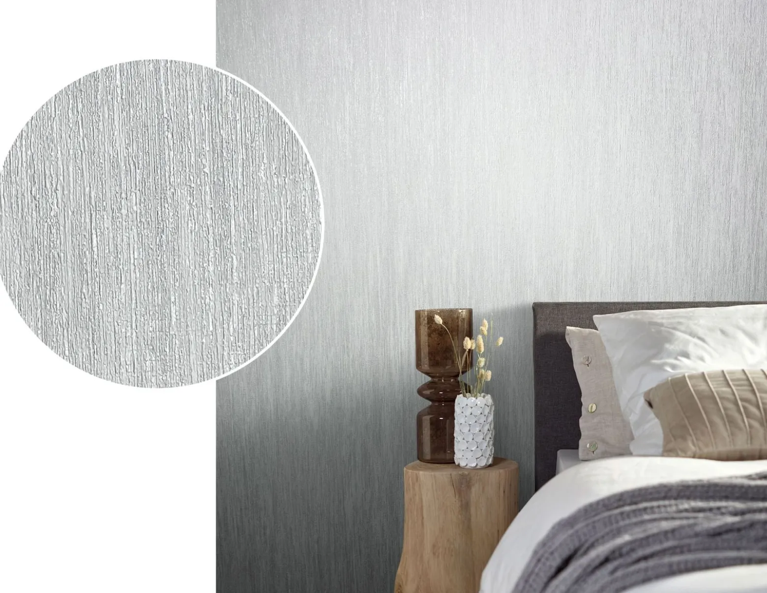 Vliestapete Uni Meliert hellgrau silber Metallic 85757
