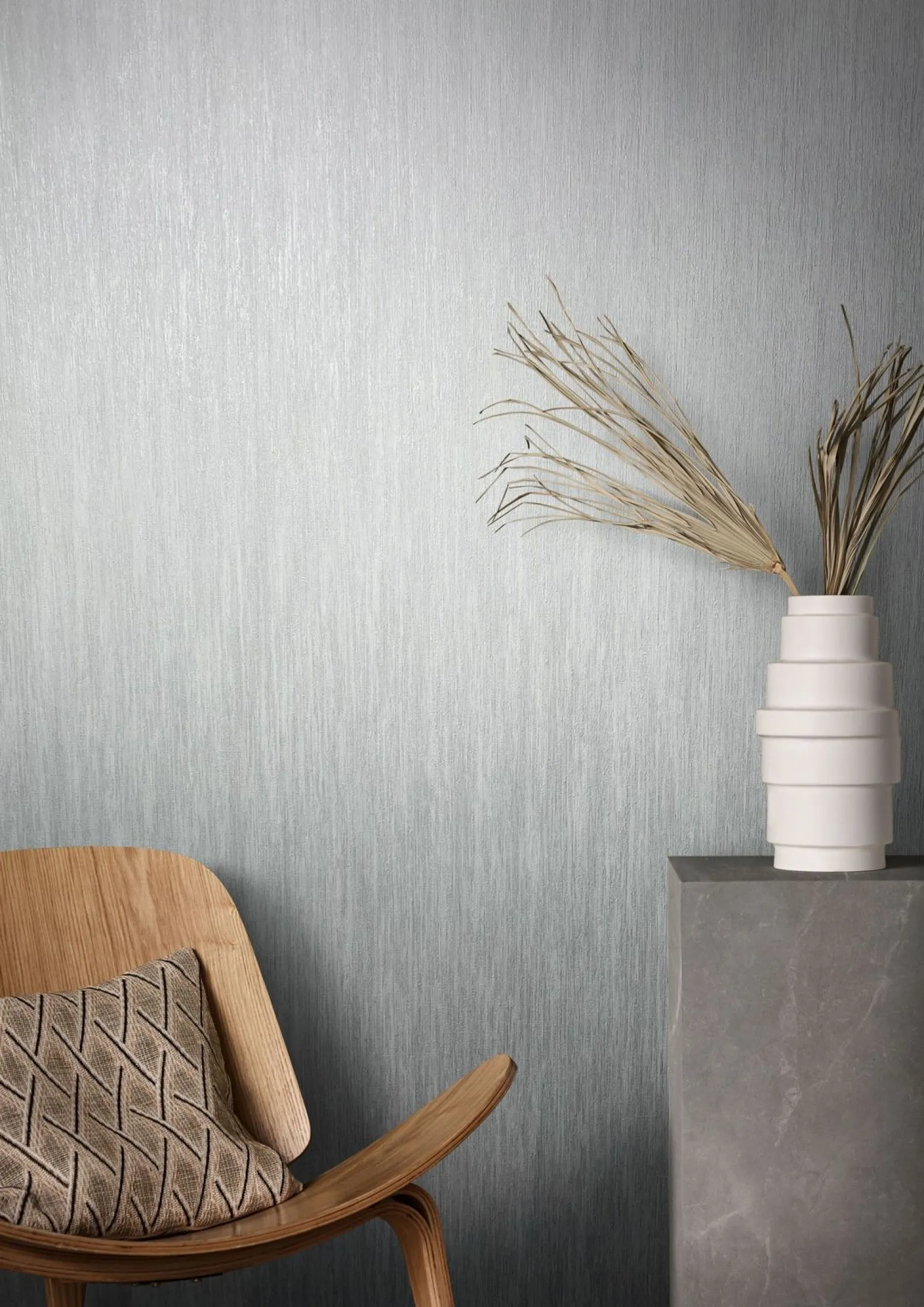 Vliestapete Uni Meliert hellgrau silber Metallic 85757