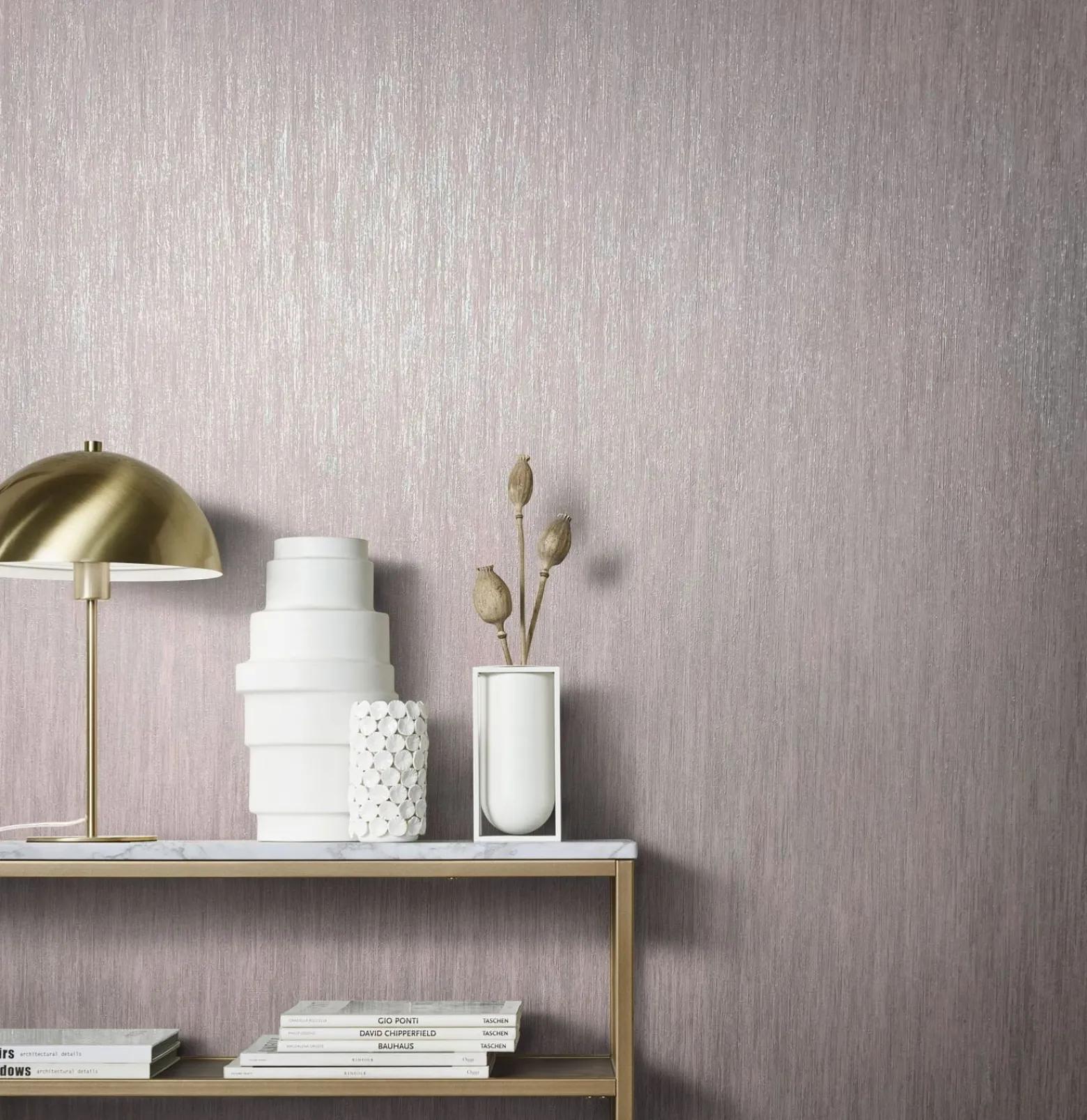 Vliestapete Uni Meliert rosé silber Metallic 85759