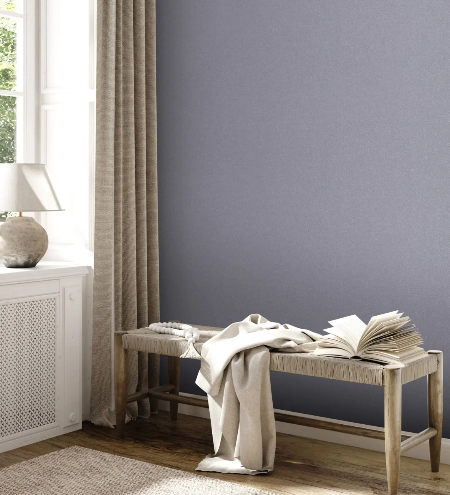 Vliestapete Uni Meliert Struktur Blau Grau 38925-8