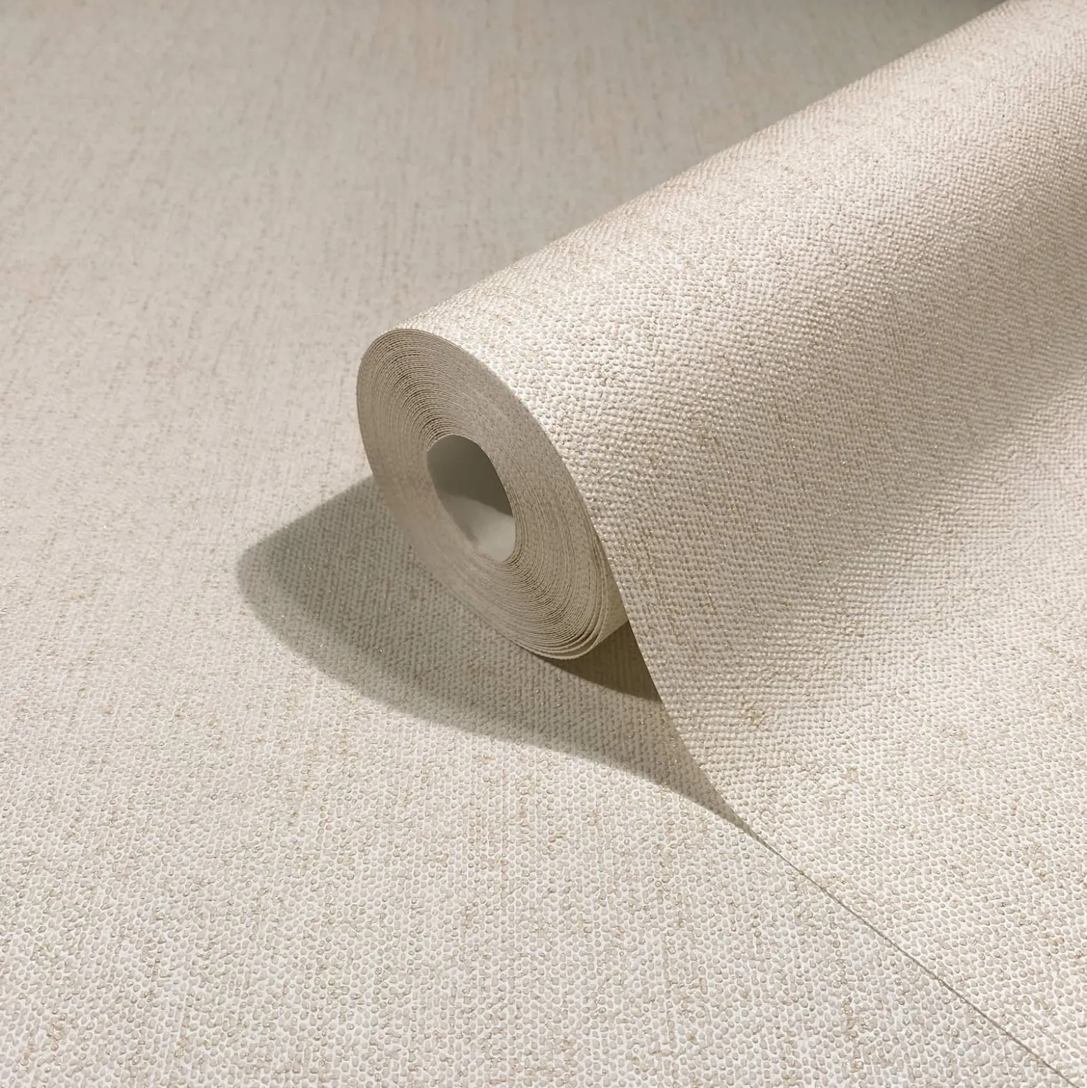 Vliestapete Uni Meliert Struktur Creme Beige Glitzer 82447