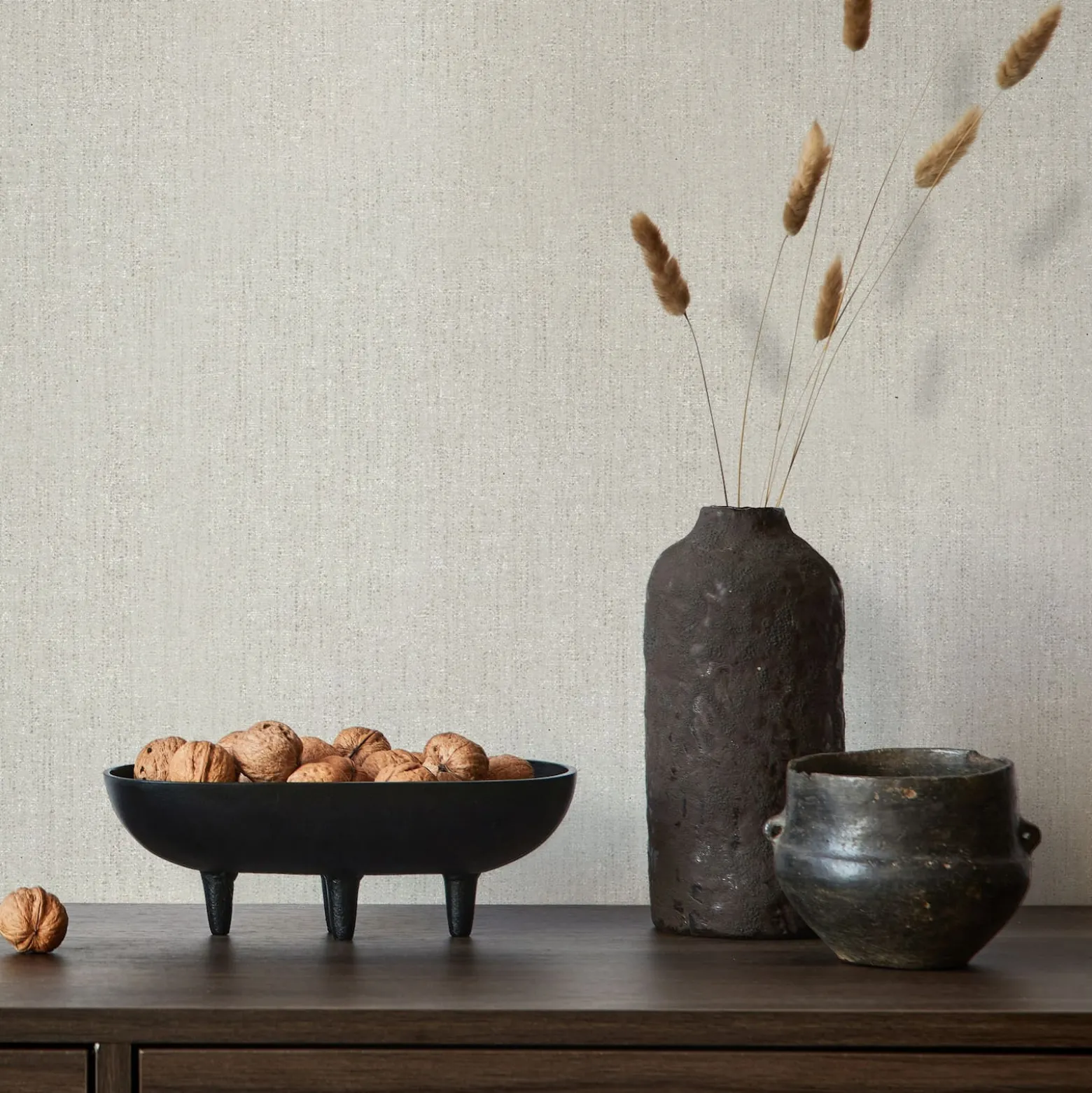 Vliestapete Uni Meliert Struktur Grau Beige Glitzer 82449