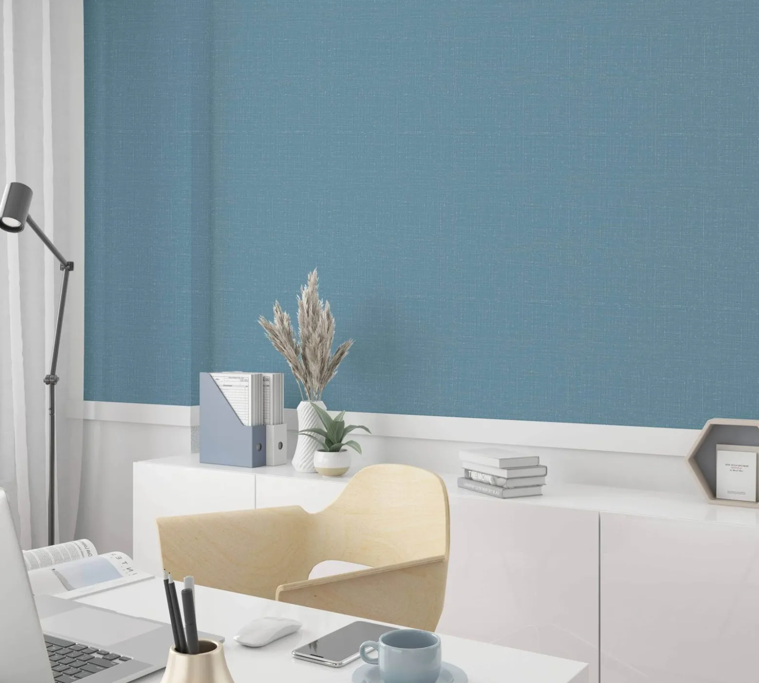 Vliestapete Uni Metall Struktur Optik Blau 47632