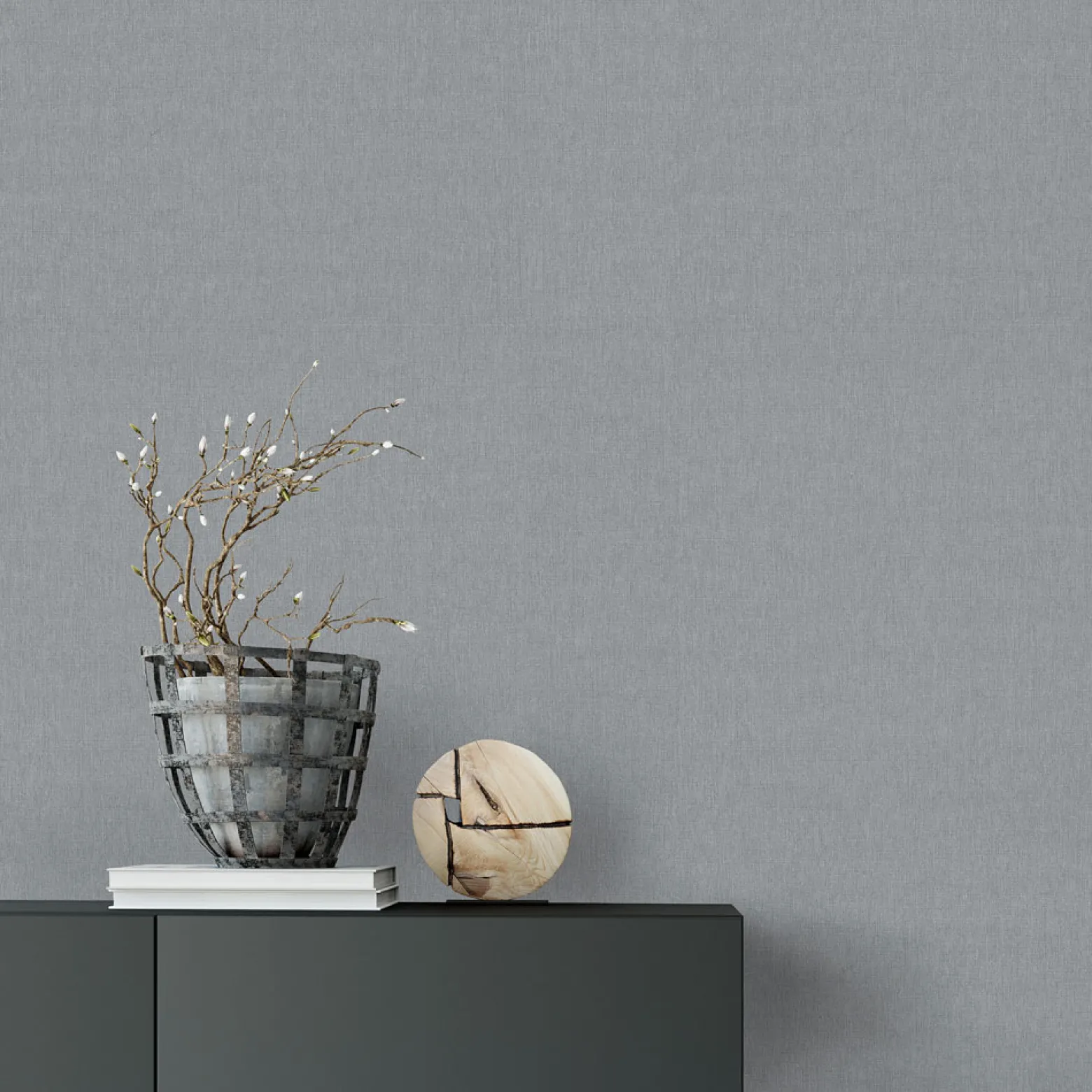 Vliestapete Uni Modern Textil Optik Dunkelgrau 10393-34