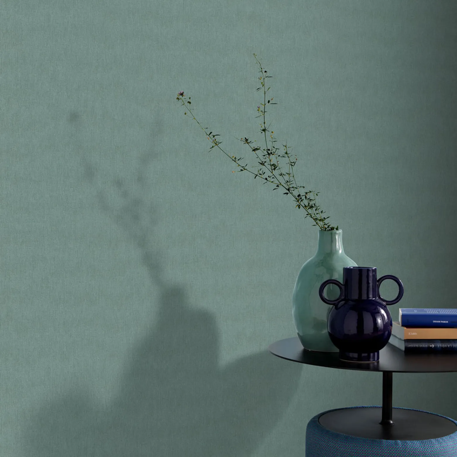 Vliestapete Uni Modern Textil Optik Grün Grau 10393-36