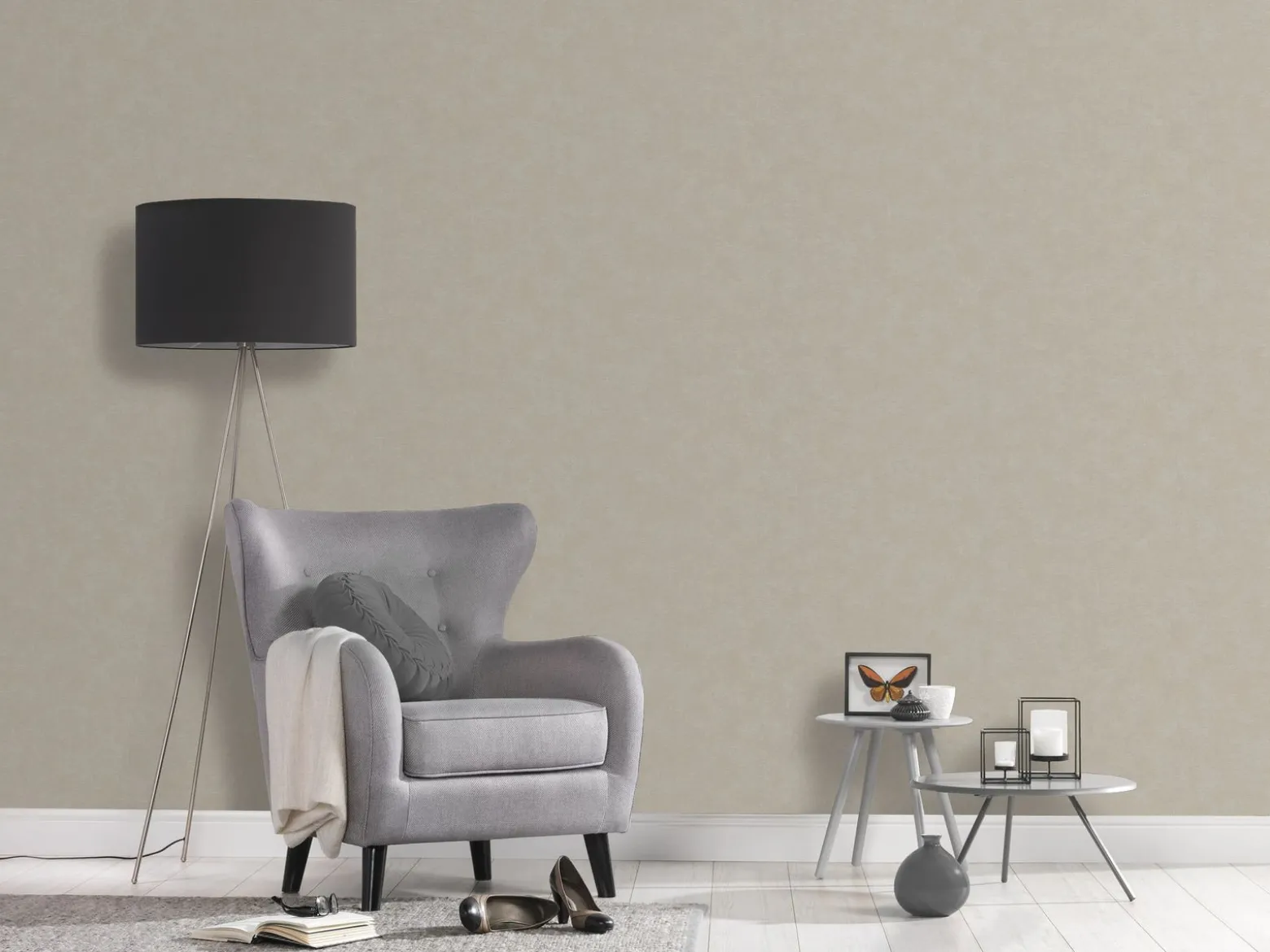 Vliestapete Uni Modern Textiloptik Grau Beige 39341-2