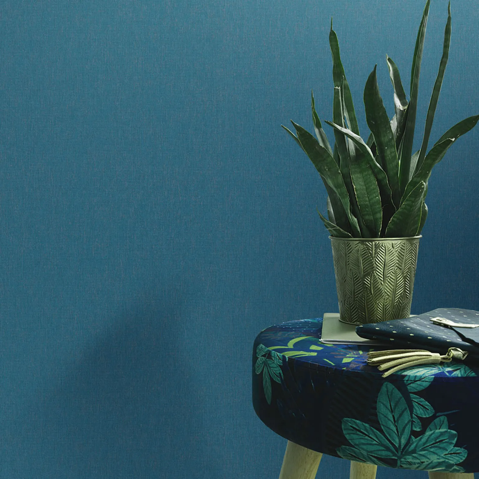 Vliestapete Uni Modern Textil Optik Petrol 10393-44
