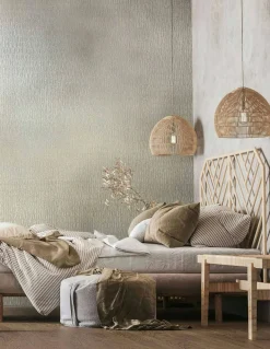 Vliestapete Uni Stoff Optik Beige Metallic 34502