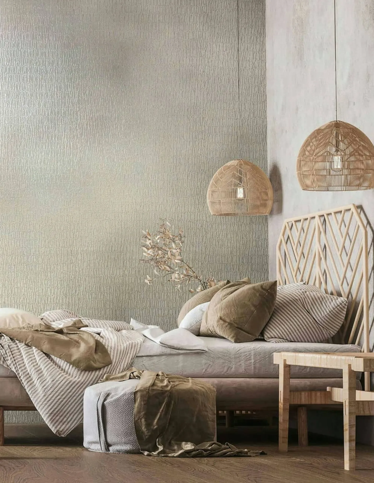 Vliestapete Uni Stoff Optik Beige Metallic 34502