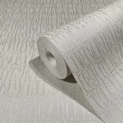 Vliestapete Uni Stoff Optik Grau Beige Metallic 34503