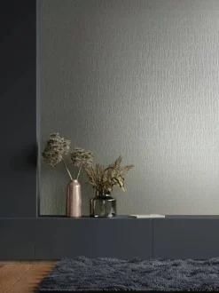 Vliestapete Uni Stoff Optik Grau Beige Metallic 34503