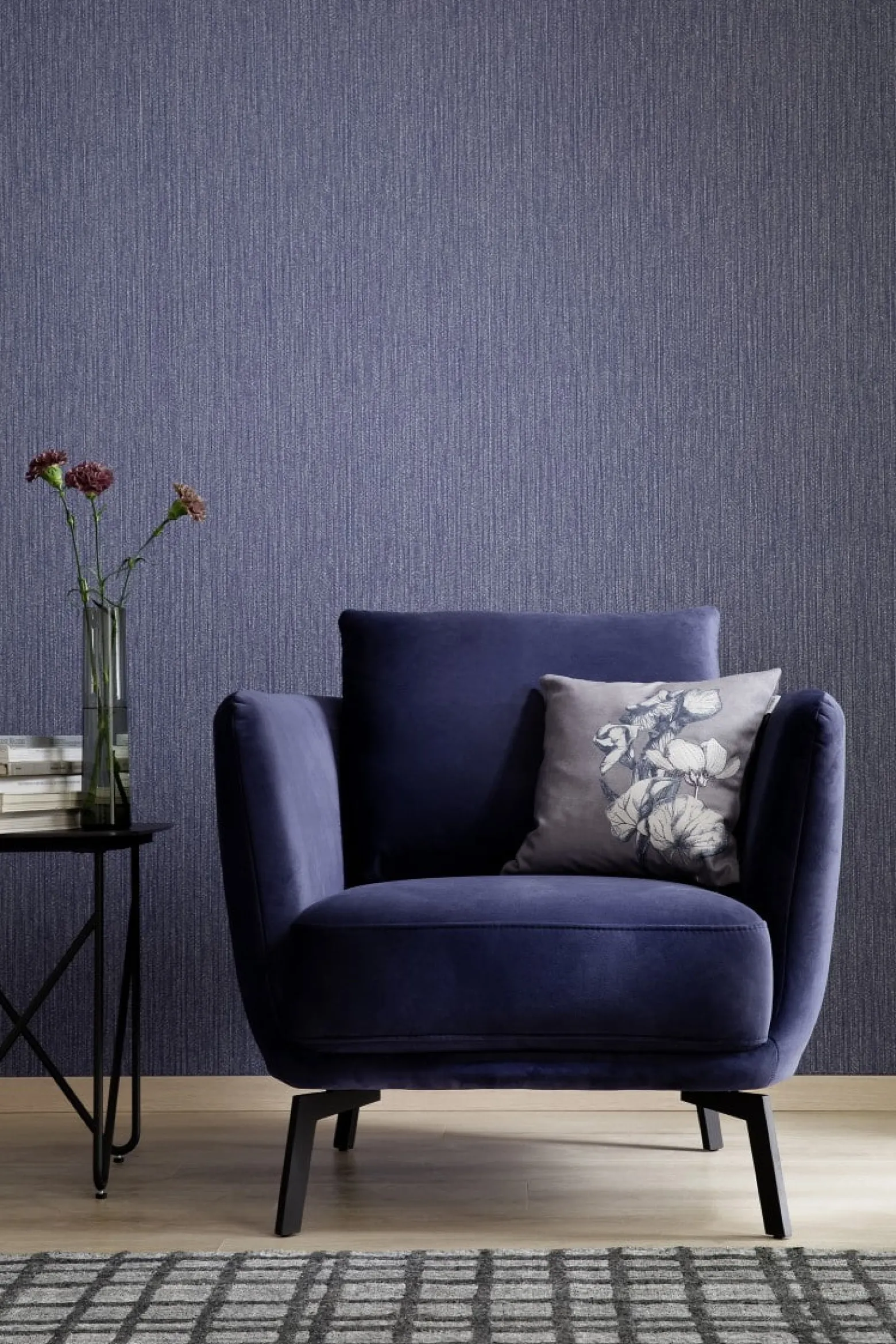 Vliestapete Uni Struktur blau-grau metallic 32741