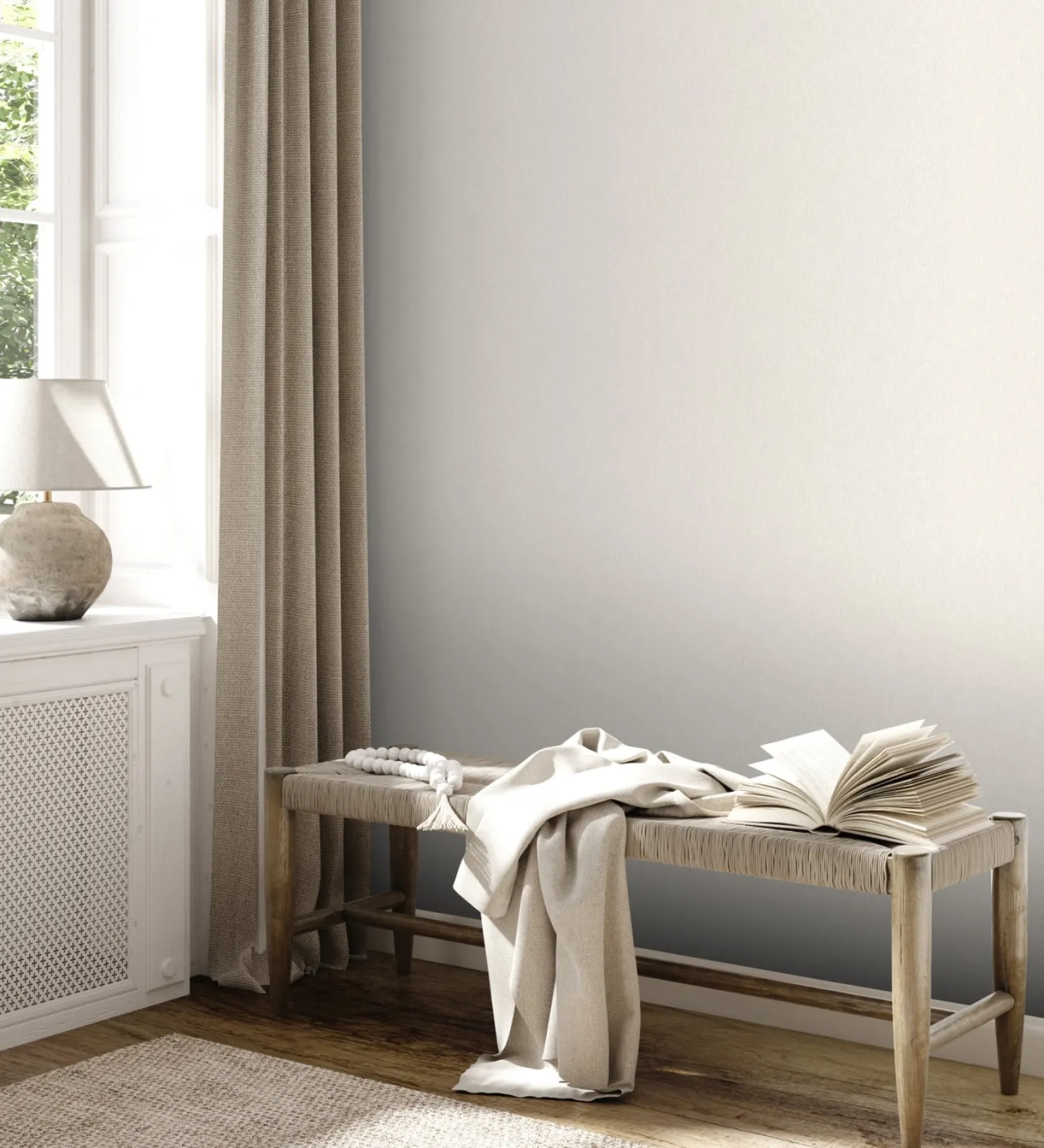 Vliestapete Uni Struktur Optik Weiß Creme 39030-2