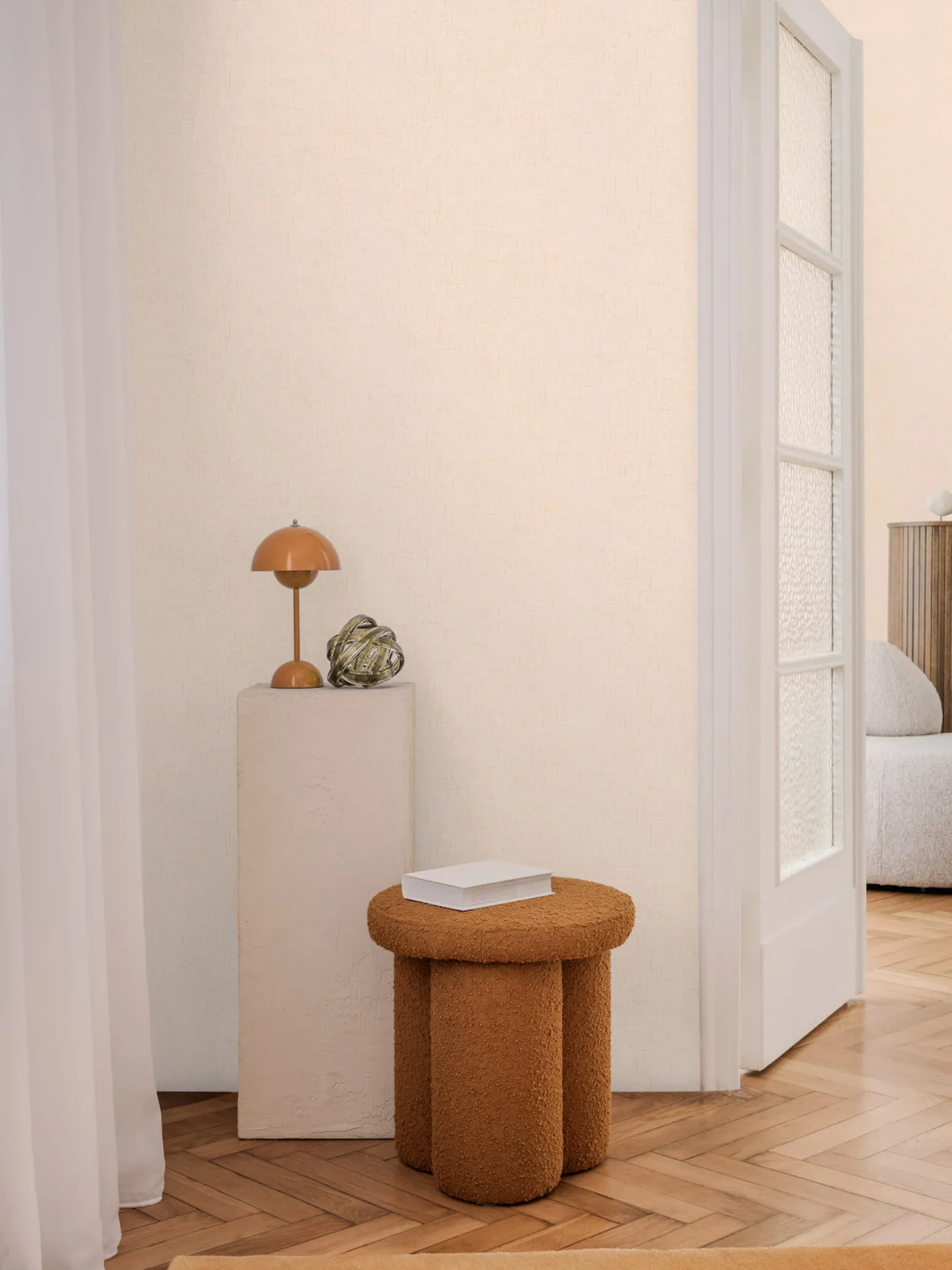 Vliestapete Uni Struktur Rosa Creme Metallic 79066-6