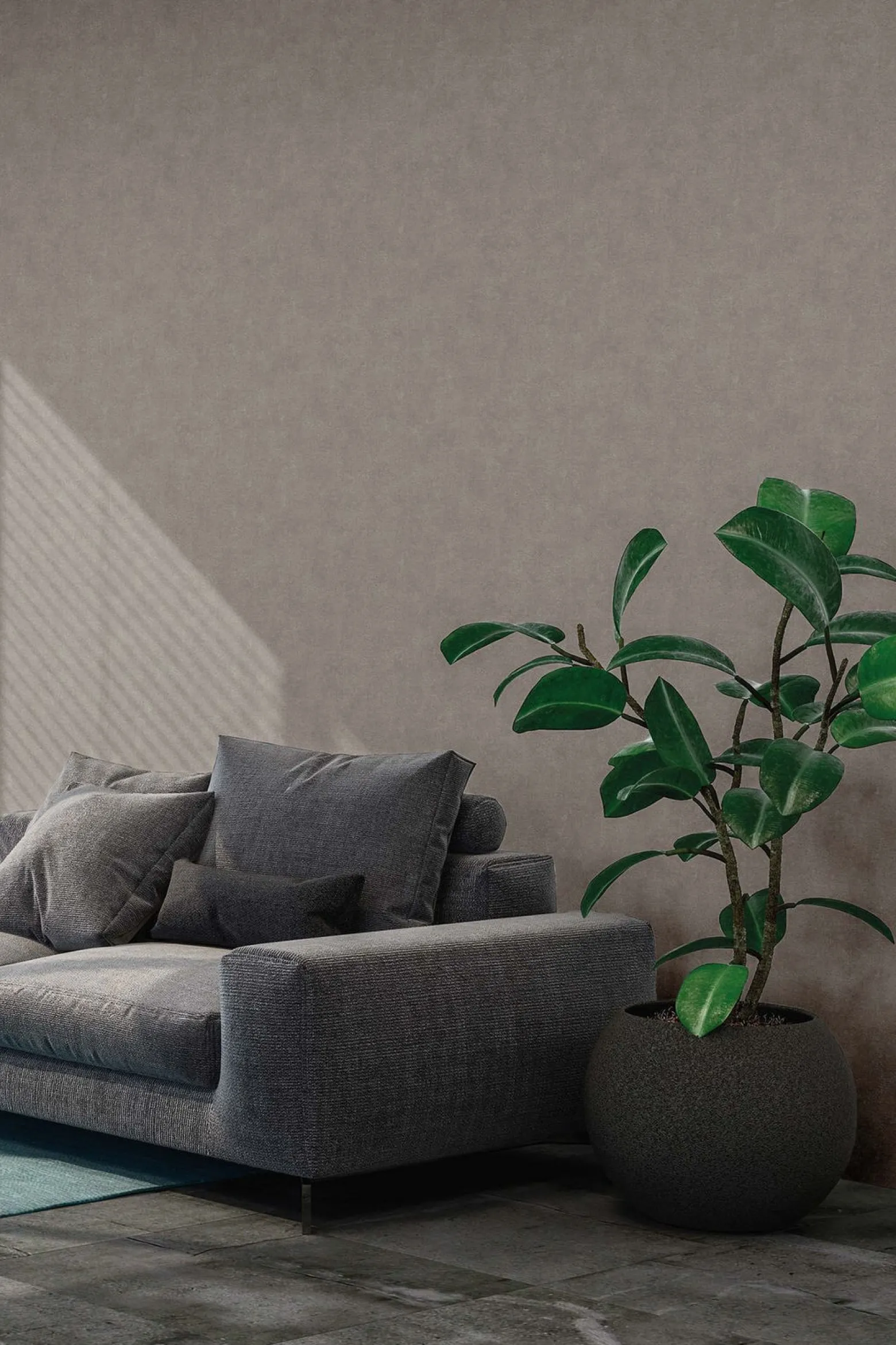 Vliestapete Uni Struktur taupe 37418-1