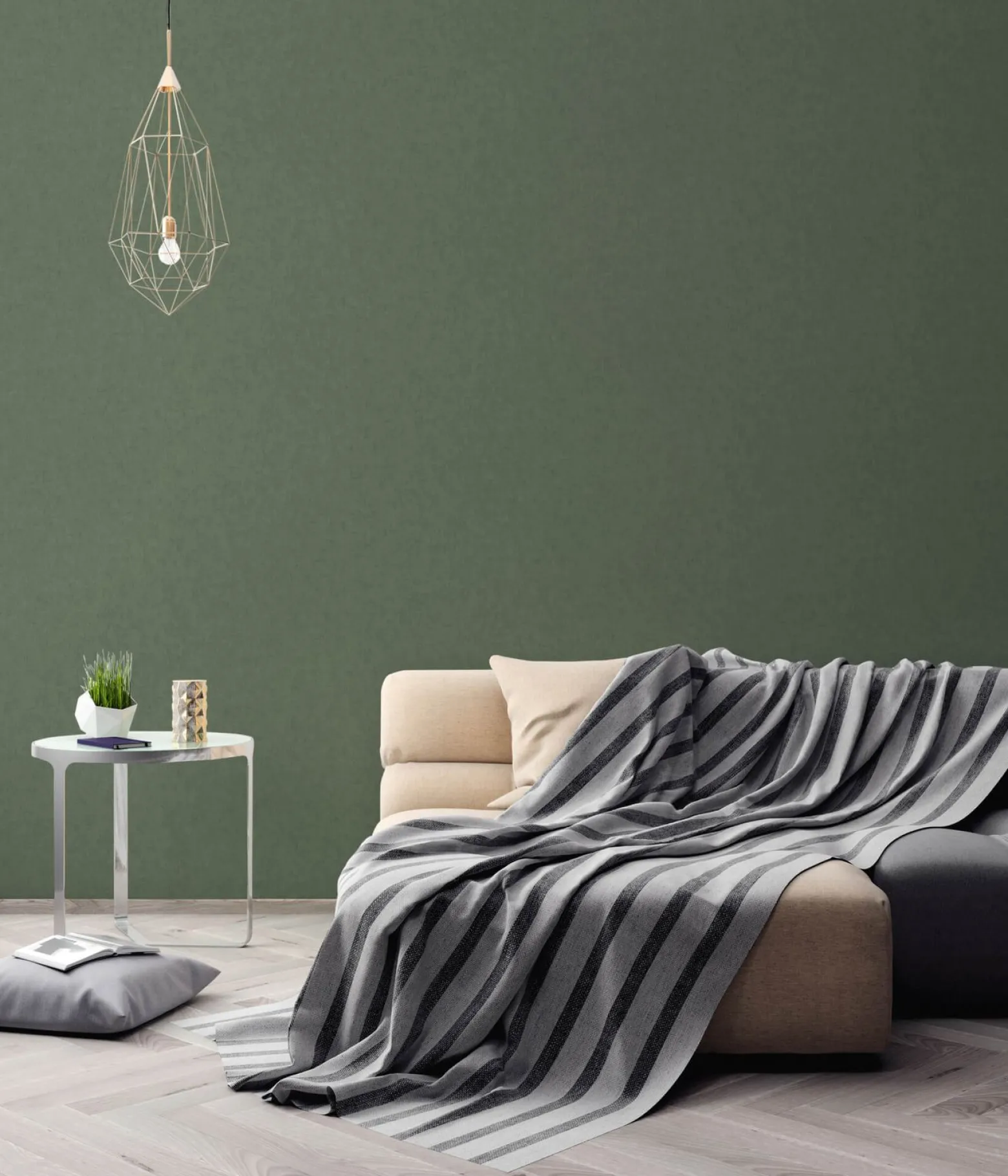 Vliestapete Uni Textil dunkelgrün Geo Nordic 37536-4