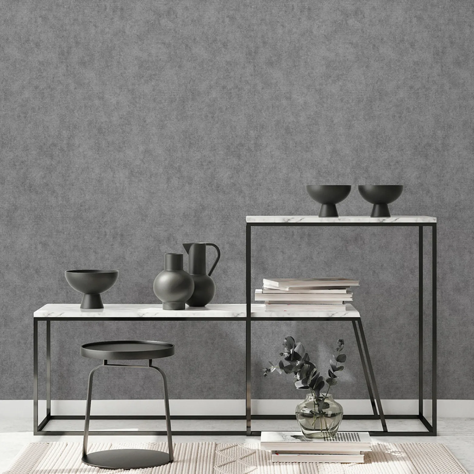 Vliestapete Uni Textiloptik Silber Metallic 10473-29
