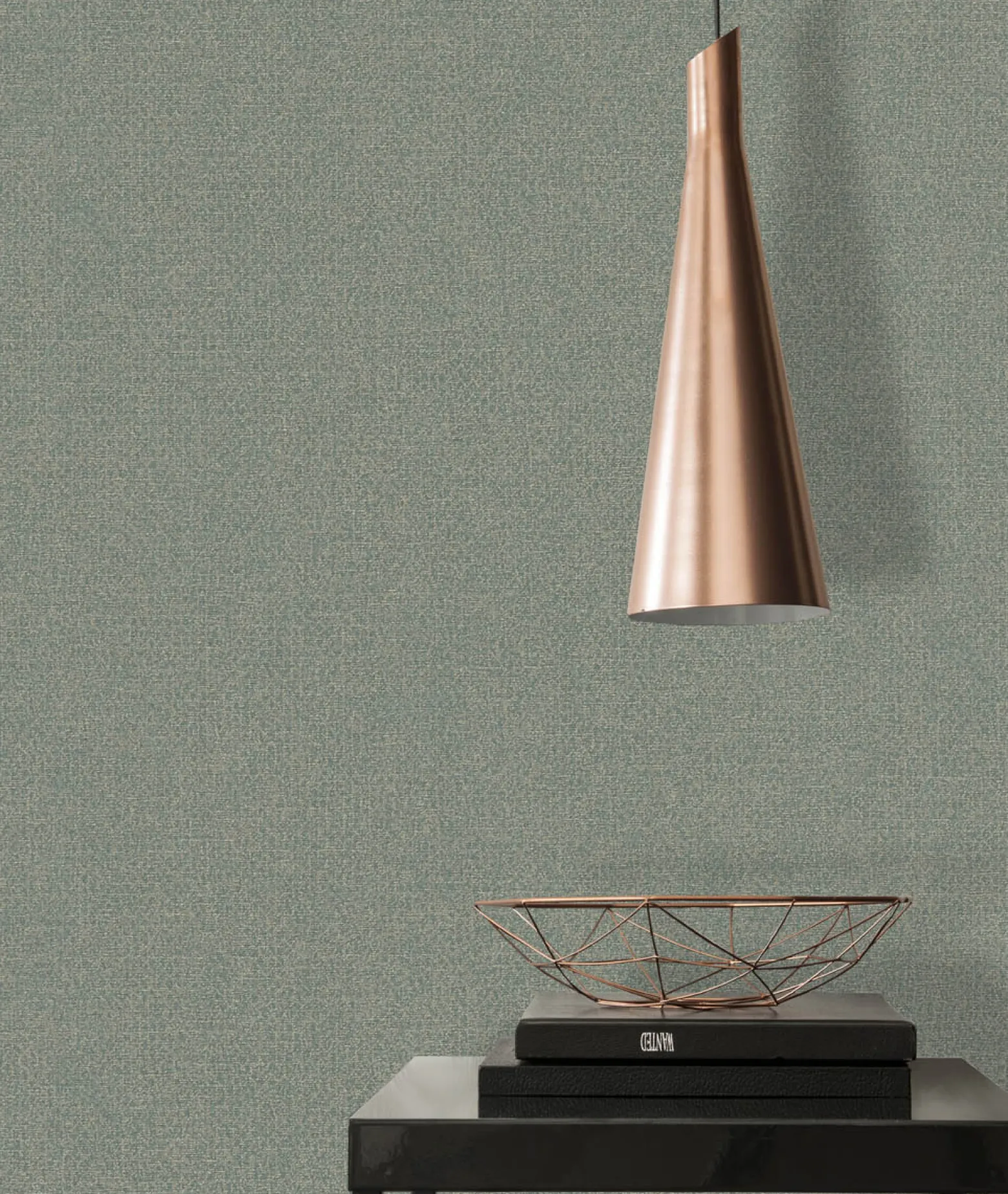 Vliestapete Uni Textil Optik Grün Gold Metallic 38662-2
