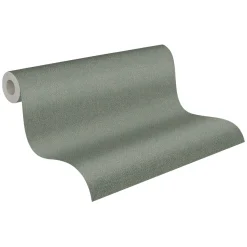 Vliestapete Uni Textil Optik Grün Gold Metallic 38662-2