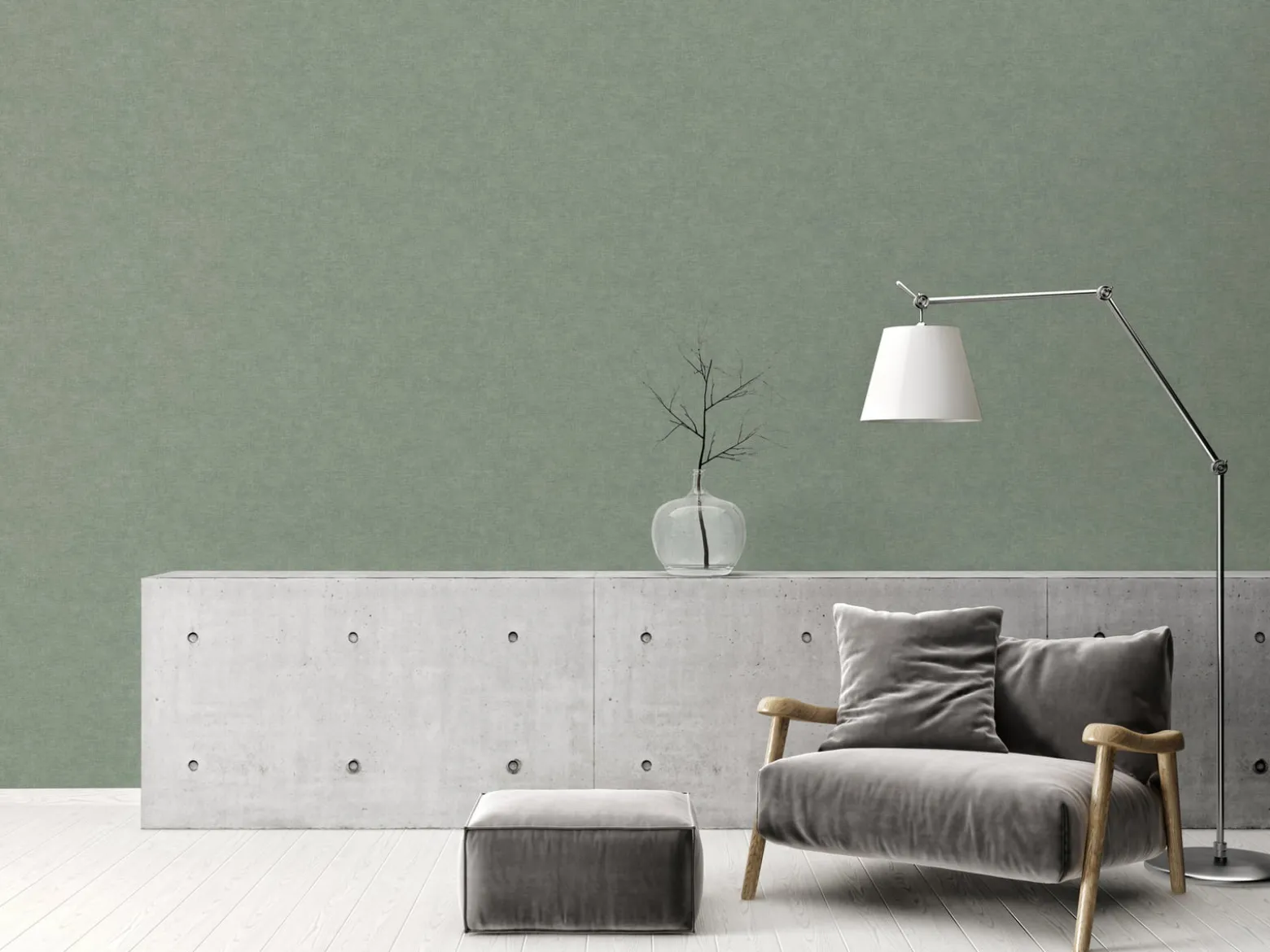 Vliestapete Uni Textil Optik Struktur Grün 39566-5