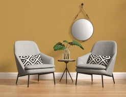 Vliestapete Uni Textil-Optik braun-gelb 37702-6