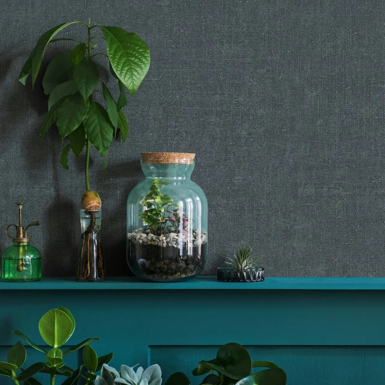 Vliestapete Uni Textil Optik Modern Dunkelgrau 45775