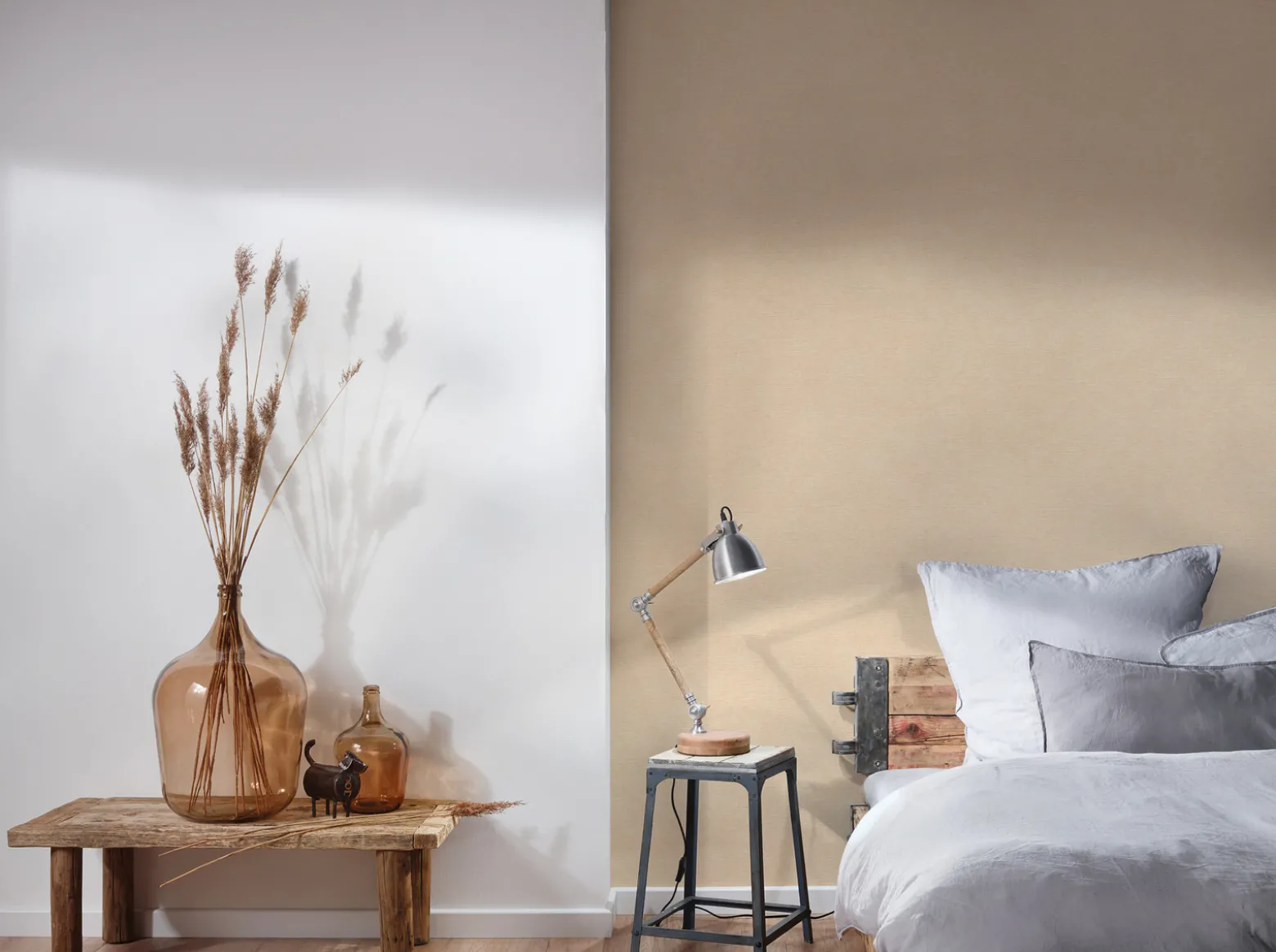 Vliestapete Uni Textil Optik Struktur Beige Creme 39565-6