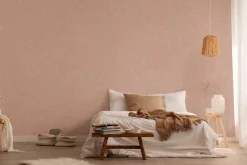 Vliestapete Uni Textil Optik Struktur Rosa Braun 39566-7