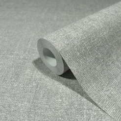 Vliestapete Uni Textil Optik Modern Grau Creme 45777