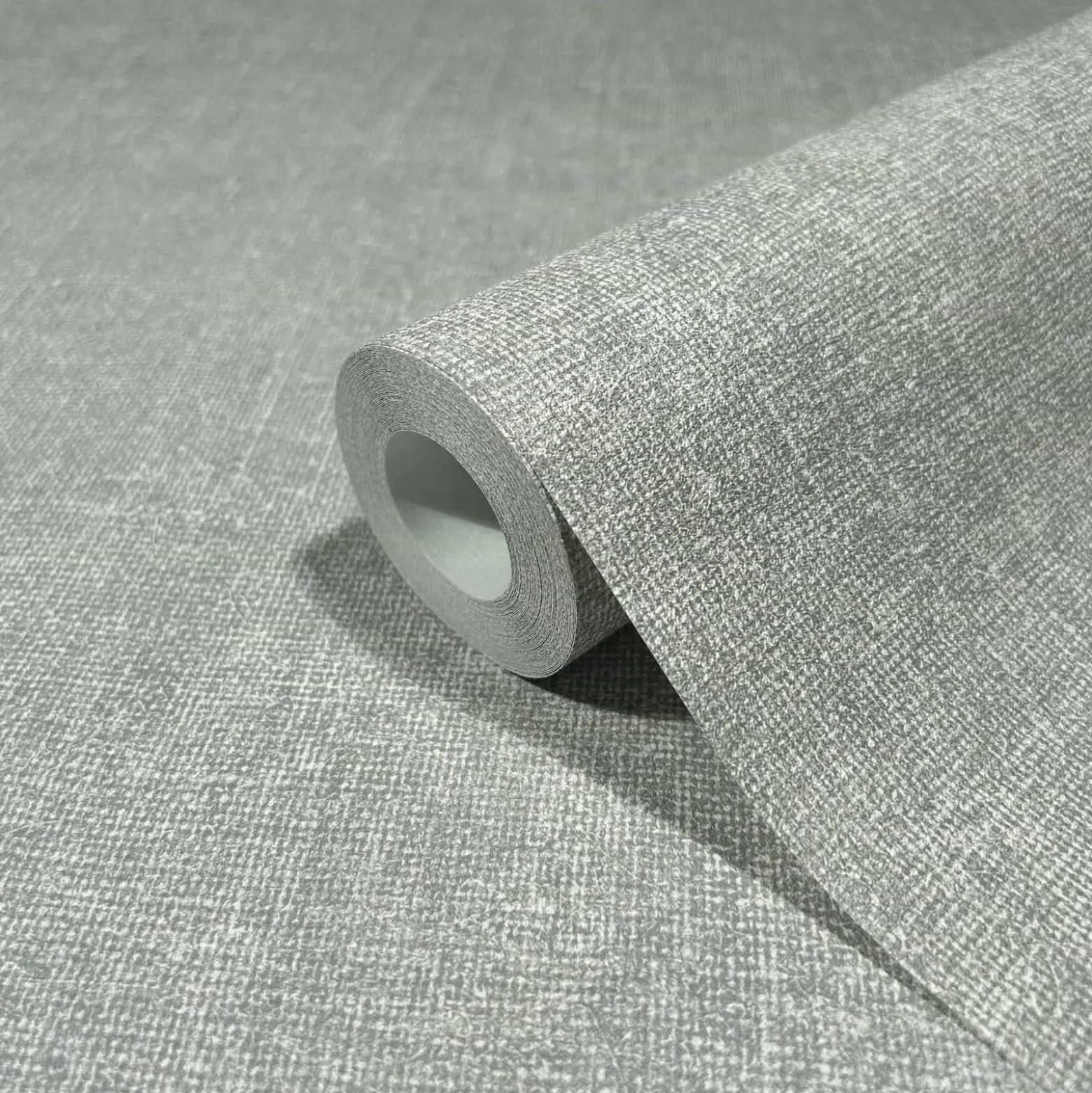 Vliestapete Uni Textil Optik Modern Grau Creme 45777