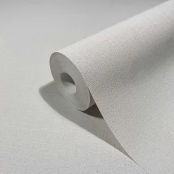 Vliestapete Uni Textiloptik Meliert Grau Creme 82434