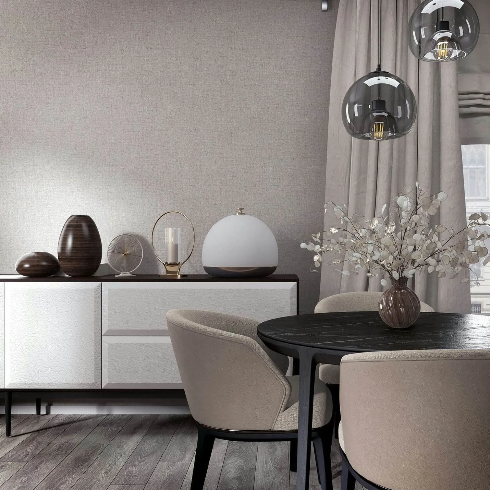 Vliestapete Uni Textiloptik Beige Grau Metallic 35110