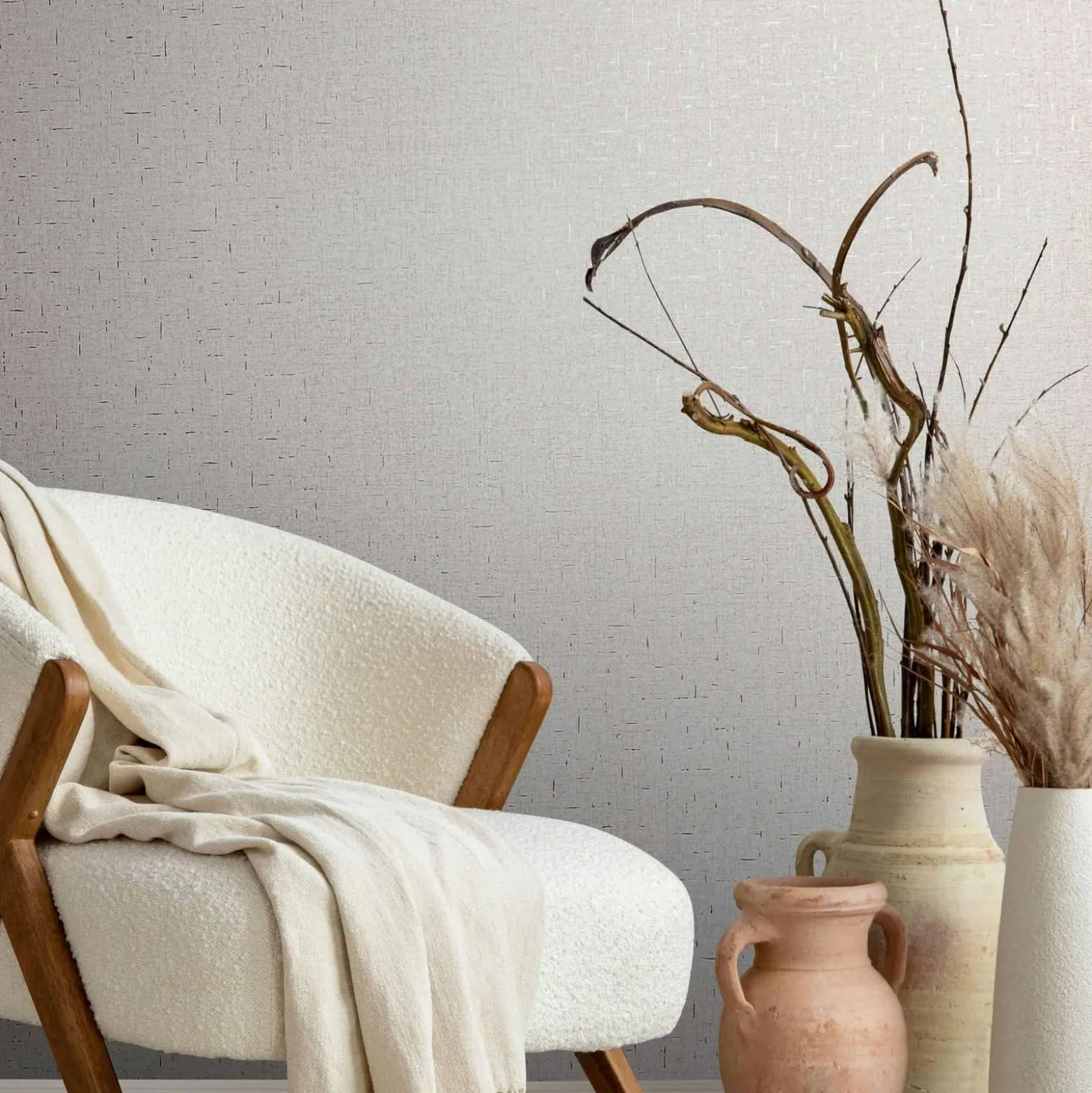 Vliestapete Uni Textiloptik Beige Grau Metallic 35110