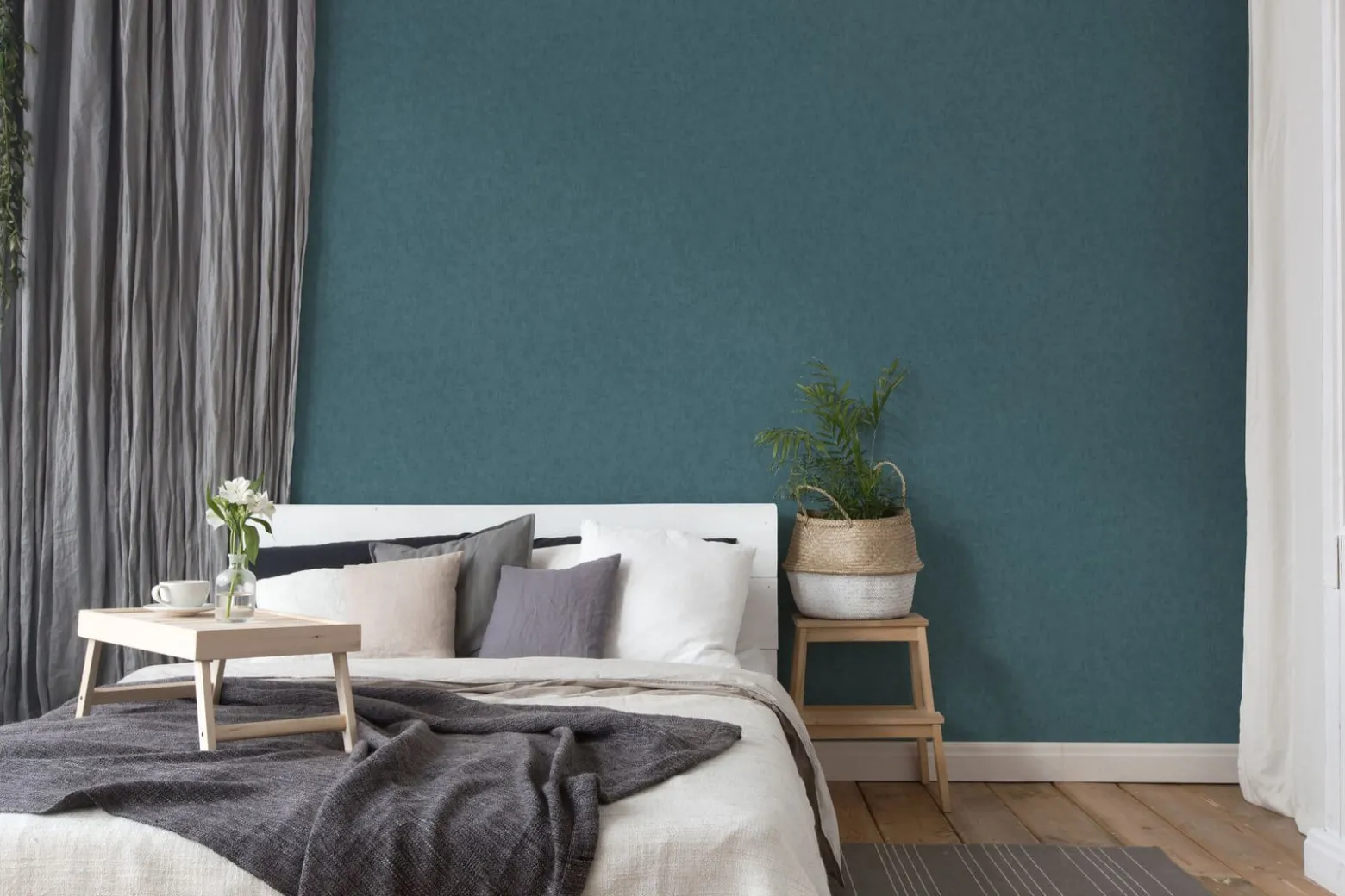 Vliestapete Uni Textil türkis-blau Geo Nordic 37536-3
