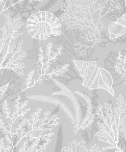 Vliestapete Unterwasser Floral Grau Weiß 81687